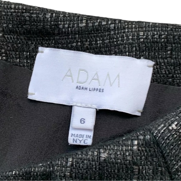 Adam by Adam Lippes Tweed Linen Blend Pleated Mini Skirt Metallic Black Size 6 - Picture 5 of 6